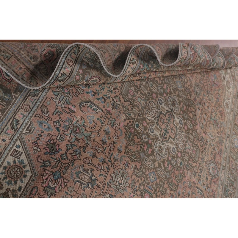 Tabriz Persian Vintage Rug Hand-Knotted Geometric Wool Carpet - 9'7"x 12'6"