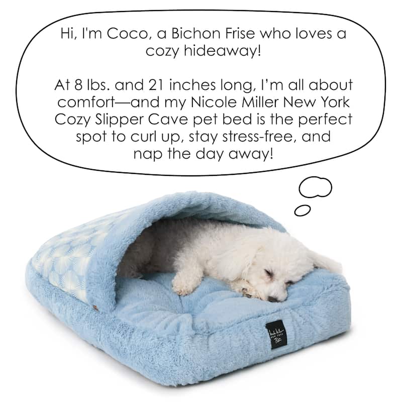 NICOLE MILLER NEW YORK PET Kendall Fluted Geo Cozy Slipper Cave Pet Bed - 22"x17"x11"