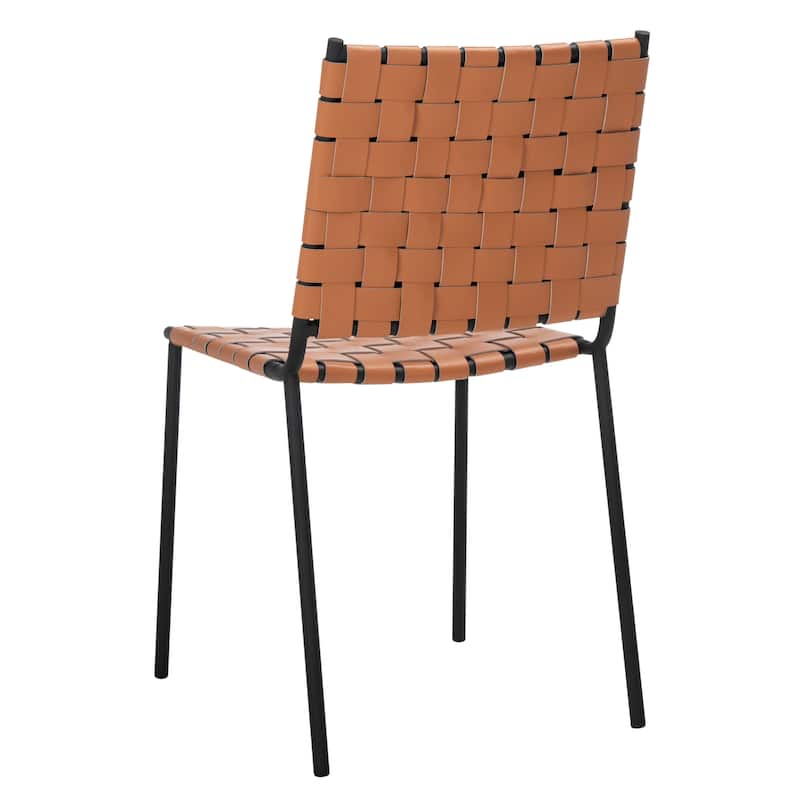 SAFAVIEH Marvel Woven Leather Dining Chair (Set of 2) - 17" W x 20.5" L x 33.8" H - 17"Wx21"Dx34"H