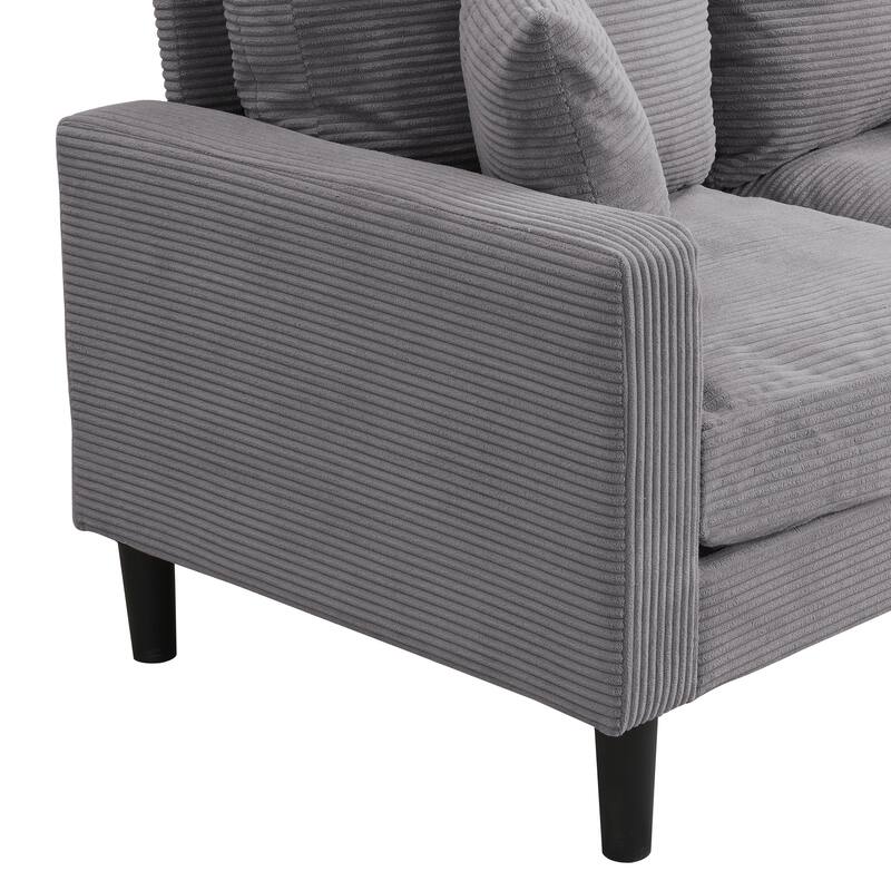 5-Seat Corduroy Sofa Set (3-Seater + 2-Seater) with High-Density Sponge Cushions & Sturdy Hardwood Frame