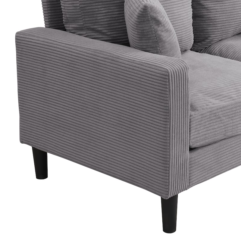 57.9" Corduroy Loveseat Sofa with Wooden Frame, High-Resilience Sponge, and Space-Saving Design