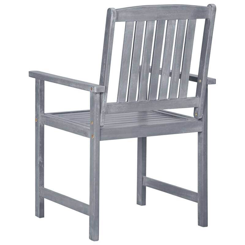vidaXL Patio Chairs Outdoor Dining Chair with Cushions Gray Solid Wood Acacia