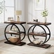 preview thumbnail 1 of 29, 3 Tiers End Table, Wood Side Table for Living Room, Slim Nightstand 2 Pcs - Brown