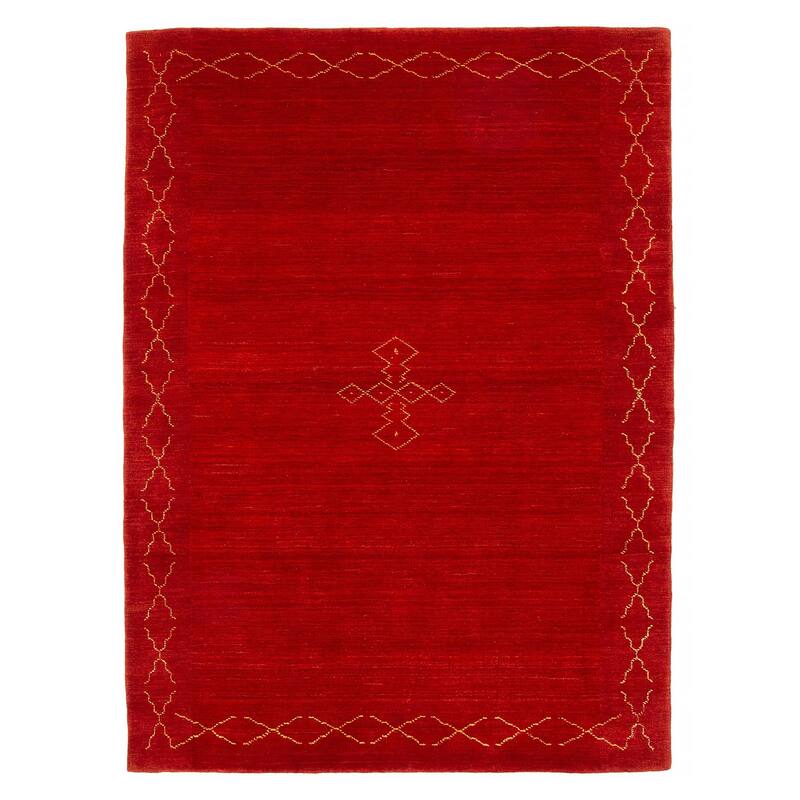 Kashkuli Gabbeh Red Rug 4'9" x 6'7" - 4'9 x 6'7 - Red - 4'9 x 6'7