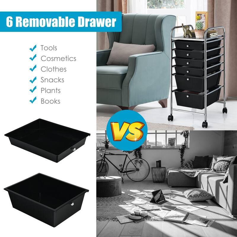 Costway 6 Drawer Rolling Storage Cart Scrapbook Paper Office Organizer - See details