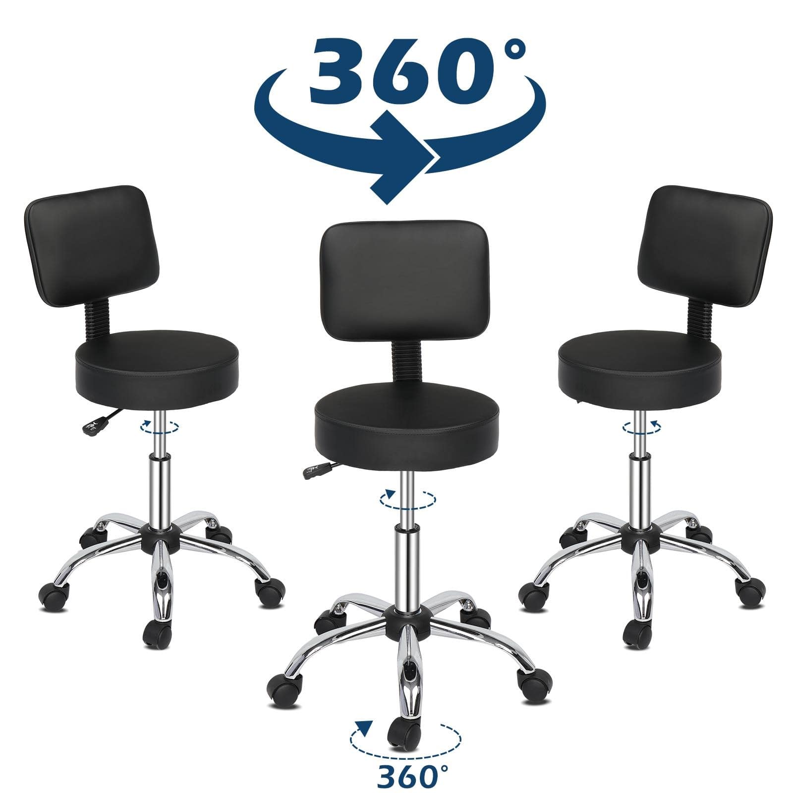 Rolling Stool Salon Chair with Wheels Swivel Seat Heavy Duty Hydraulic