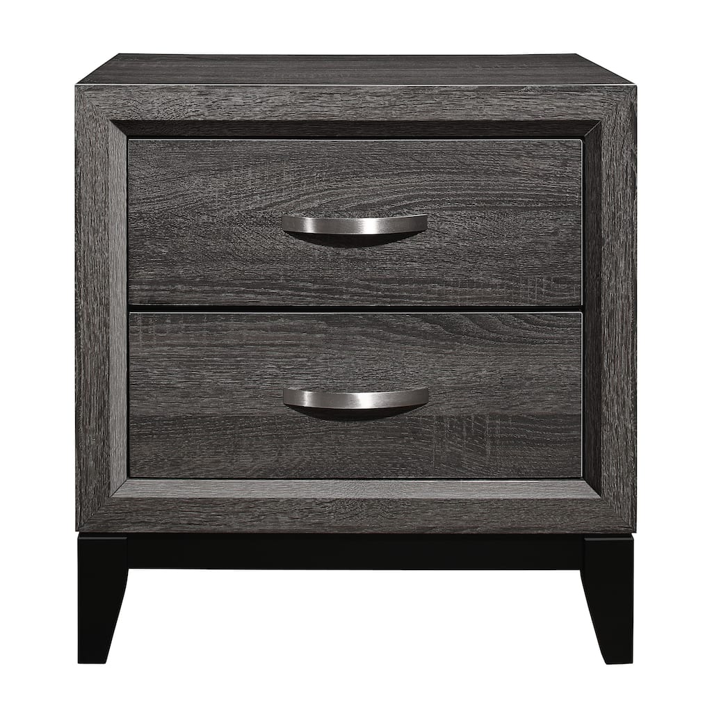 Contemporary Gray Nightstand, Dovetail Drawers, Unique Design, Bedroom Furniture