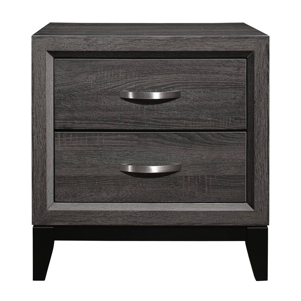 Gray Nightstand with Dovetail Drawers and Chrome Pulls