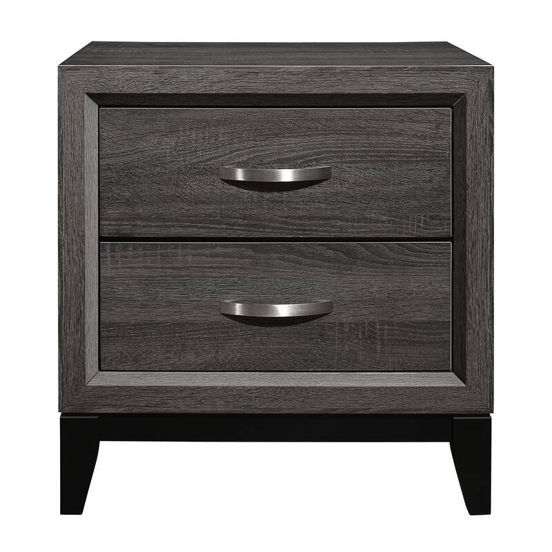 Gray Nightstand with Dovetail Drawers and Chrome Pulls - Gray