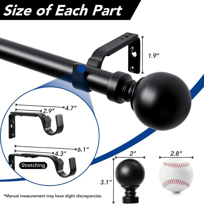 Deconovo 1 Inch Window Curtain Rod