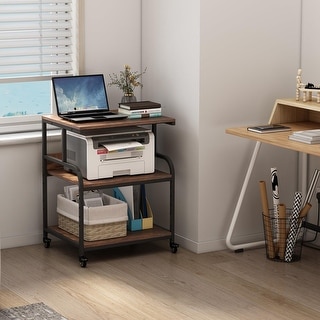 Large Printer Stand with Adjustable Storage Shelf - 23.6"W x 18.9"D x ...