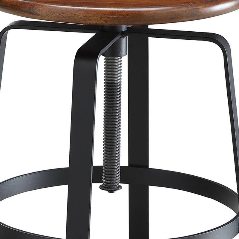 HomeRoots 30" Chestnut Steel Swivel Backless Adjustable Height Bar Chair With Footrest - 14