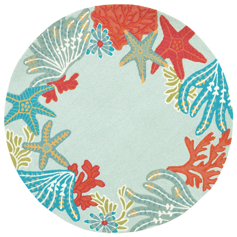 Liora Manne Ravella Ocean Scene Indoor/Outdoor Rug Aqua 5' x 7'6"