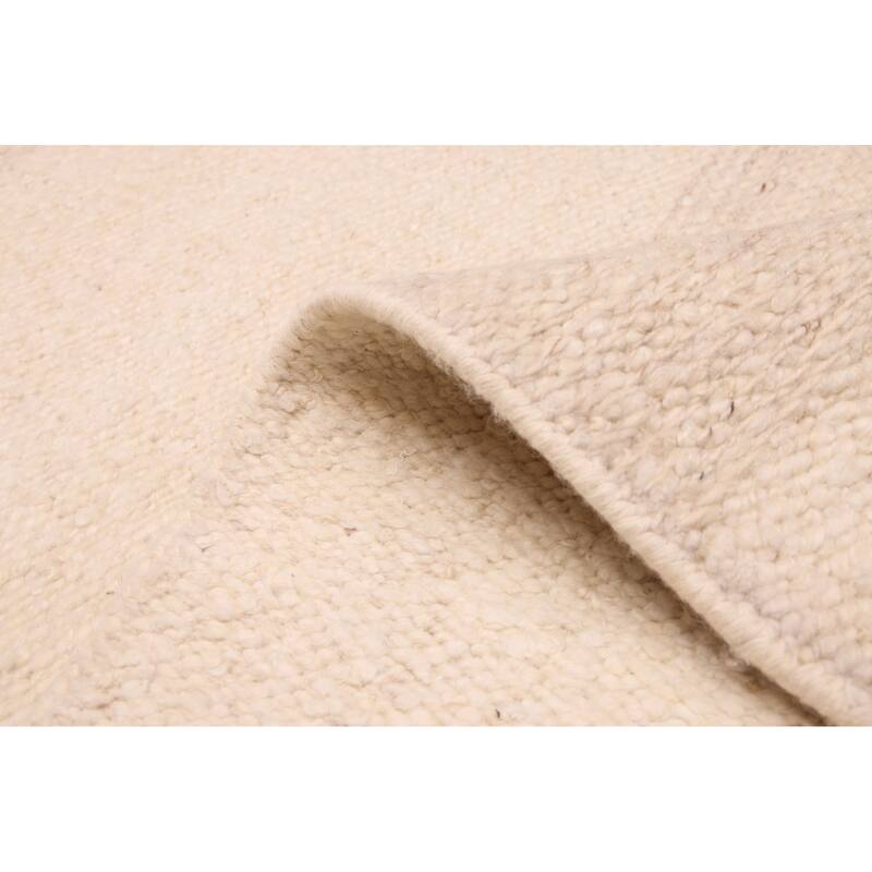ECARPETGALLERY Hand Woven Looma Cream Wool Rug - 8'10 x 11'8