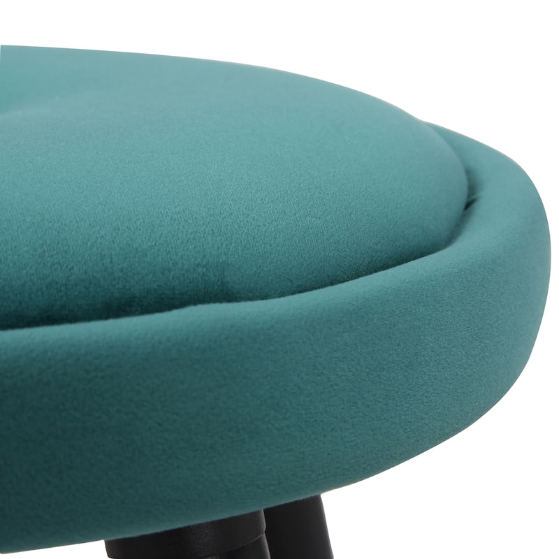 Cavalier Counter Stool Black Wood Green Velvet Upholstery - Set of 2 - 15.25"Lx15.25"Wx26"H