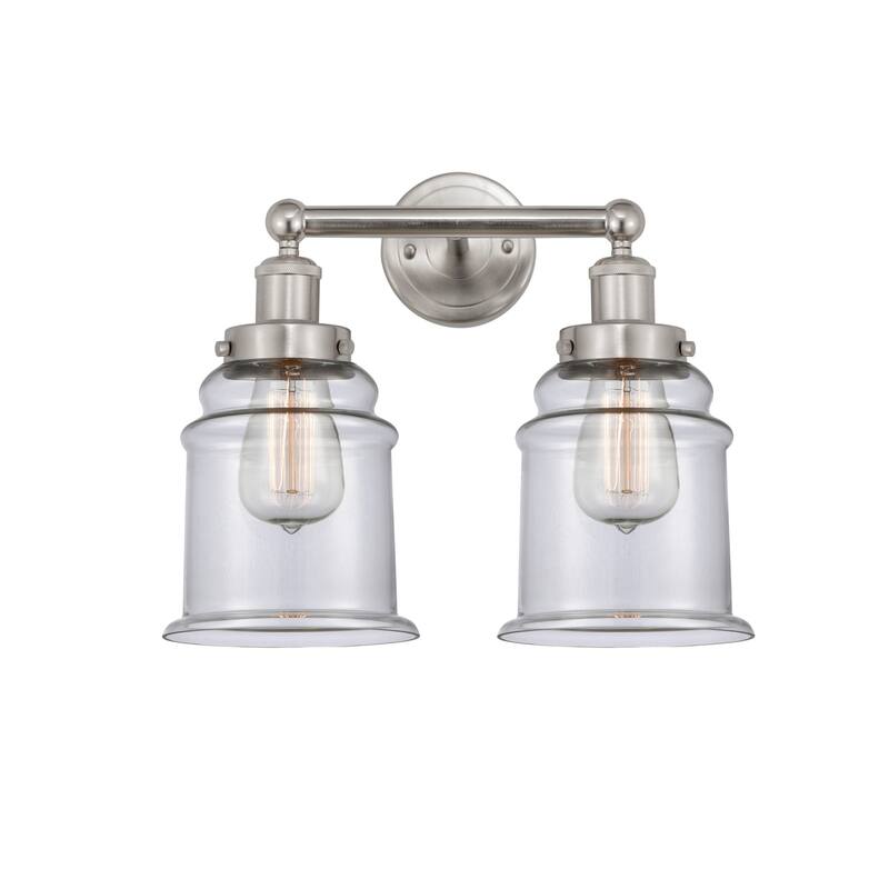 Innovations Lighting 616-2W-13-15 Canton Vanity Canton 2 Light 15" - Brushed Satin Nickel / Clear