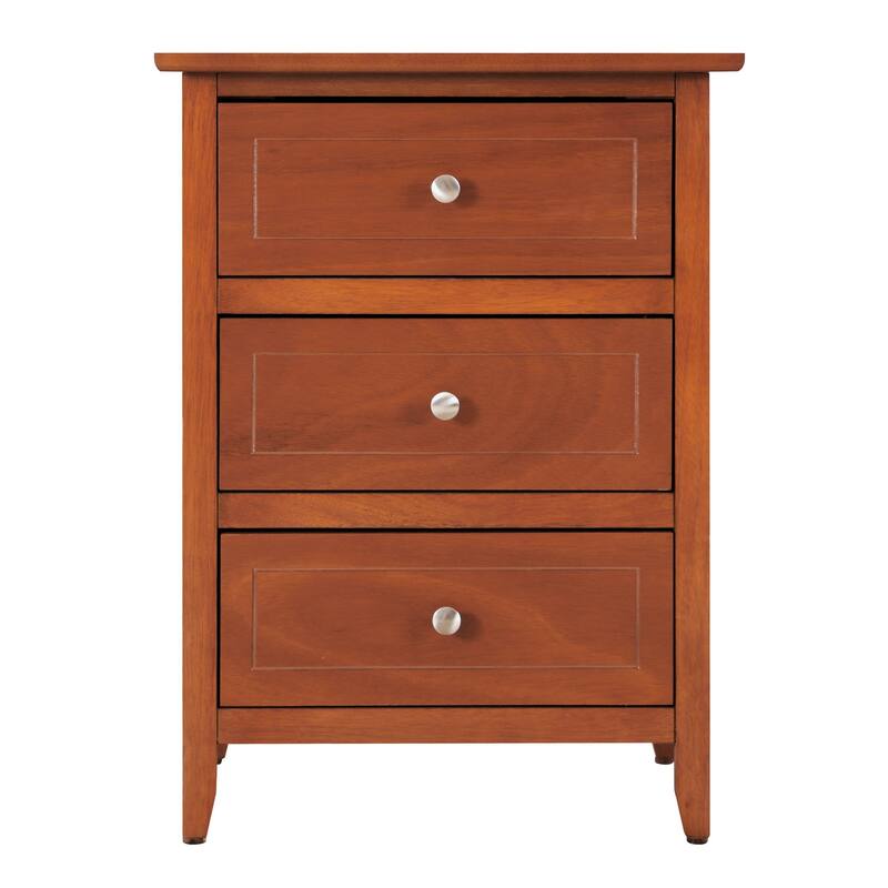 3-Drawer Wooden Rectangular Nightstand - 25" - Brown