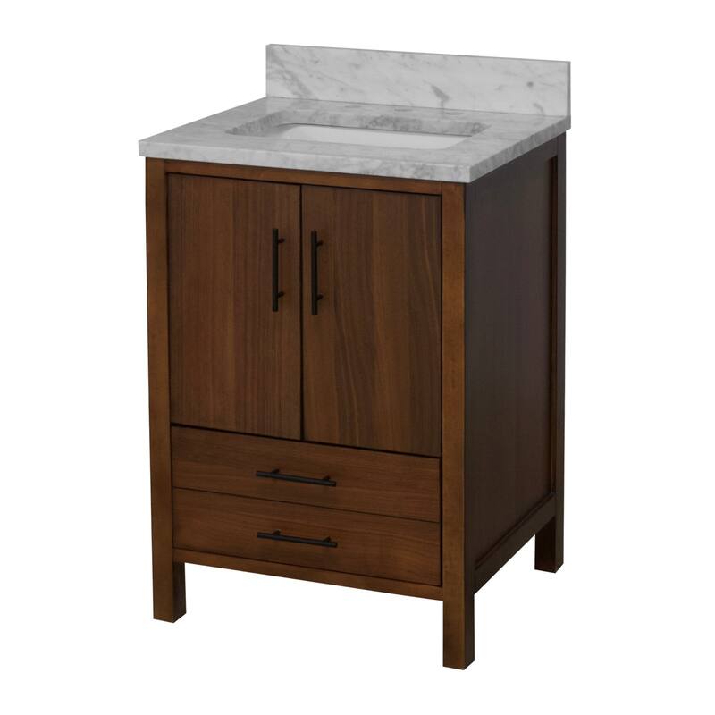 KitchenBathCollection California 24" Bathroom Vanity with Carrara Marble Top