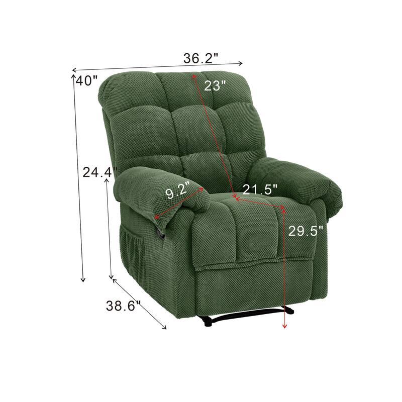 Recliner Chair, Overstuffed Armchair, Manual Recliner, Padded Footrest, Ergonomic Lounge Chair, Soft Fabric Recliner