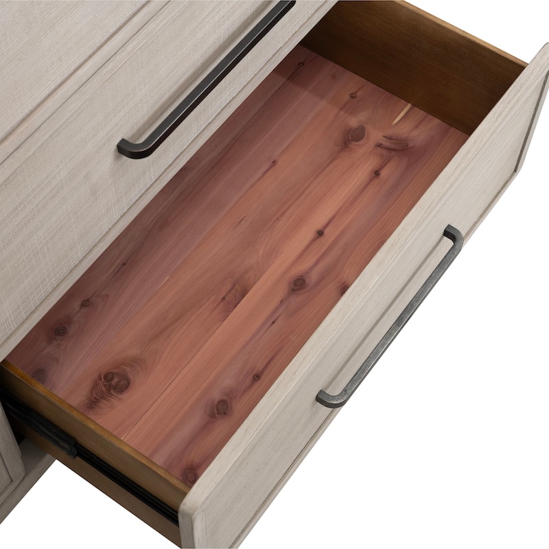 Furniture of America Billet Modern 2-Piece Natural Oak Wood 6-Drawer Dresser and Mirror Set