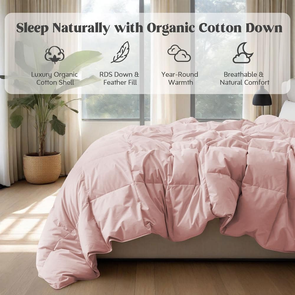All Season 100% Organic Cotton Down Breathable Duvet Insert Medium Warmth Comforter