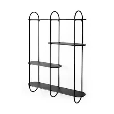 Decimus Black Metal Wall Mounted 3 Tiered Shelving Unit