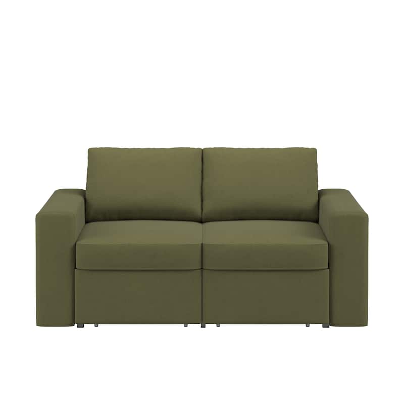 Soma Upholstered Loveseat with 2 Hidden Metal Wire Storage Drawers by iNSPIRE Q Modern
