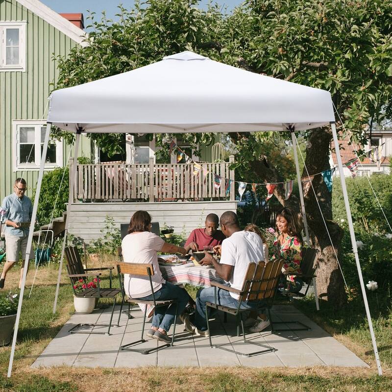 Outdoor Slanted Feet Pop-up Canopy Gazebo - 8 ft. W x 8 ft. D - White