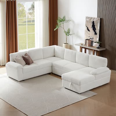 Modern Modular Storage Sectional Sofa with Storage Ottoman and Sleeper Conversion for Office or Living Room, Free Combination