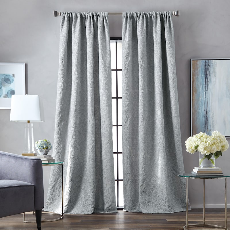 Martha Stewart Milan Room Darkening Rod Pocket Single Curtain Panel - 95-inch - Grey
