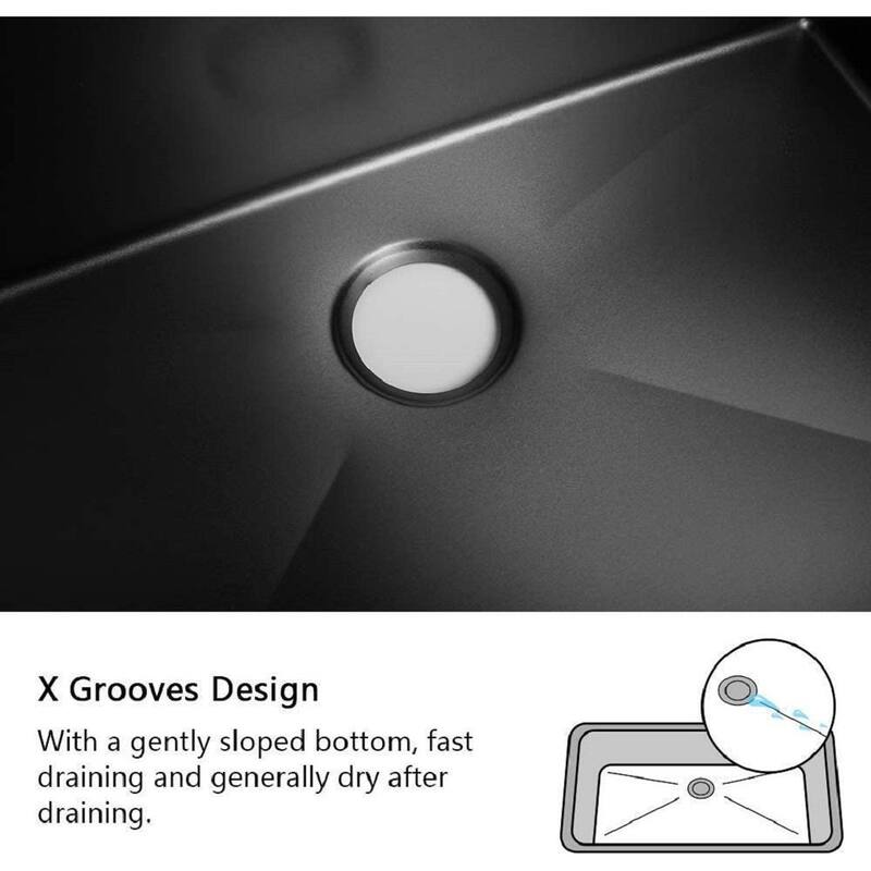 Black Stainless Steel Single Bowl Undermount Kitchen Sink With Sink Grid and Basket Strainer