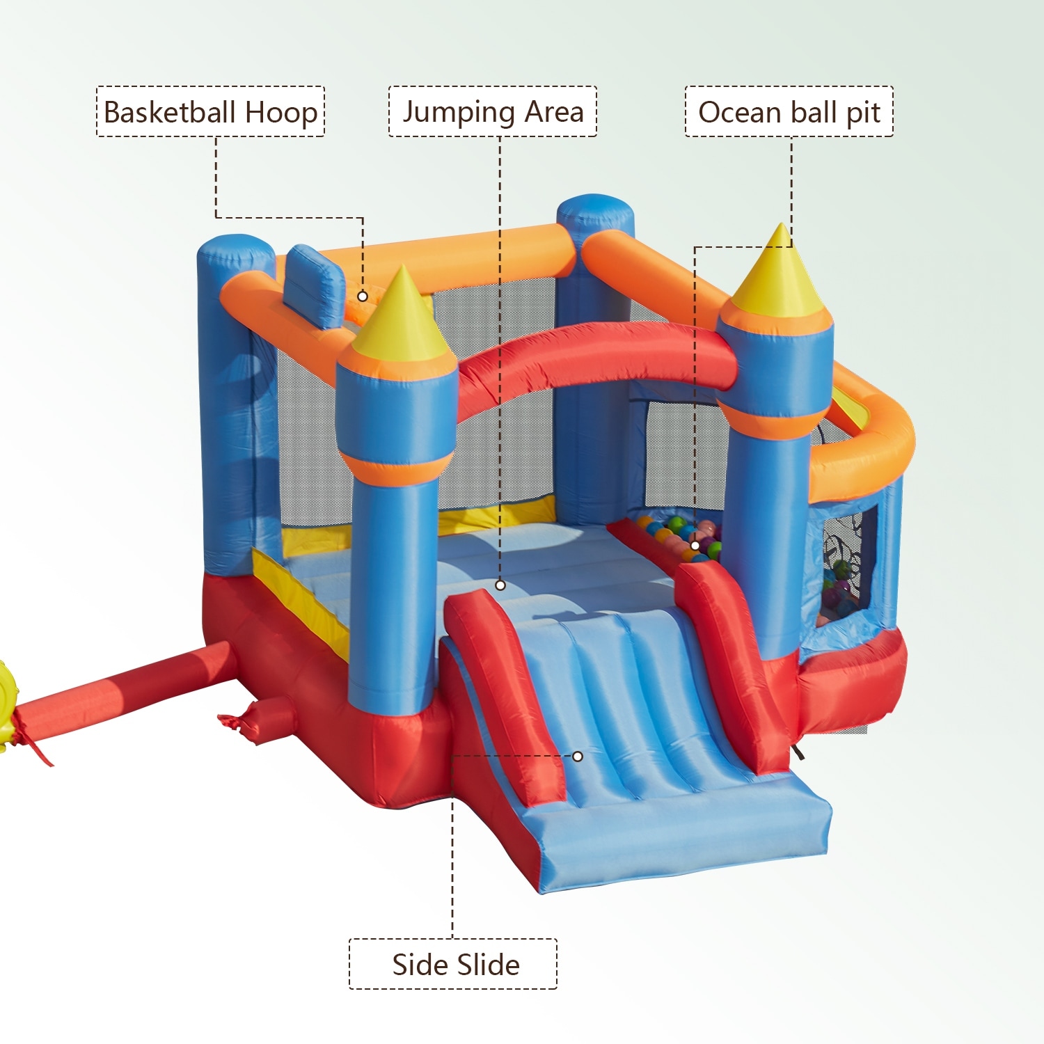 Little tikes bouncy castle best sale slide into ball pit