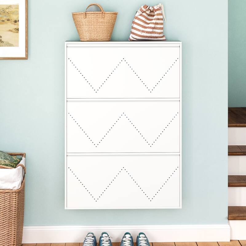 Moasis 3 Flip Drawers Steel Shoe Storage Cabinet Wall mount