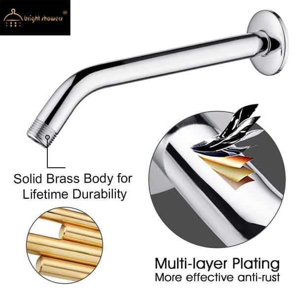 Eolax 6 Inch Shower Arm & Flange - Stainless Steel Wall Mount For Shower Heads (Black)