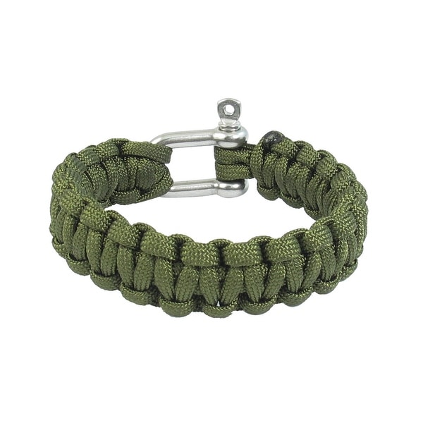 Unique Bargains Stainless Steel Shackle Survival Bracelet Army Green for Outdoor Activities