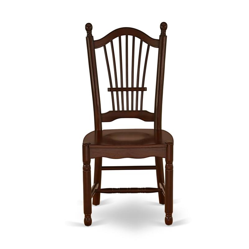 East West Furniture 3 Piece Dining Table Set- a Round Dining Table and 2 Wood Seat Chairs, Mahogany