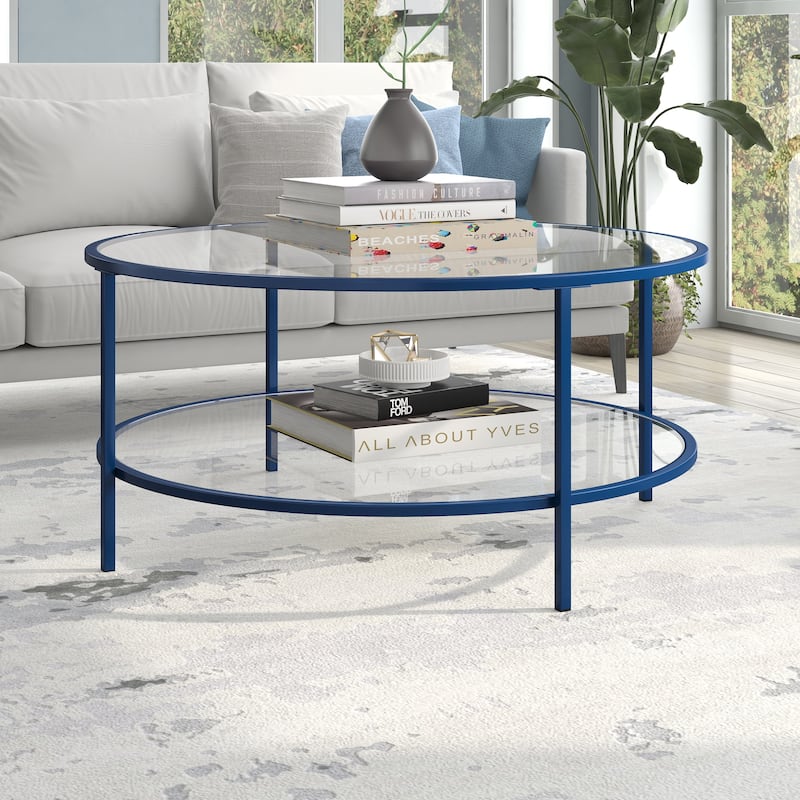 Sivil 36'' Wide Round Coffee Table with Glass Top - 36" Wide
