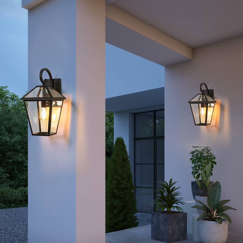 Outdoor Black Lantern Sconce Light, 2-Pack - 2 Pack