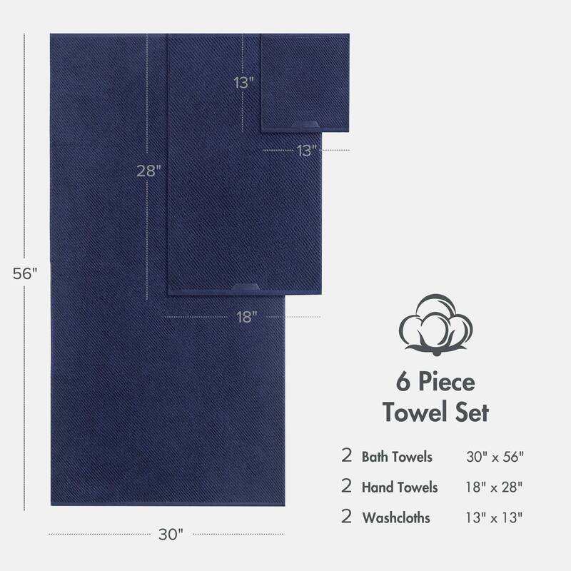 Madison Park Diagonal Ribbed Cotton Quick Dry Towel Set