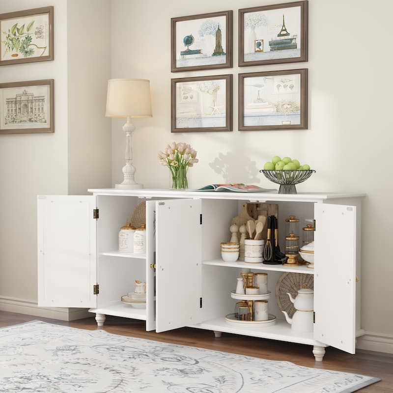 Storage Accent Cabinet Accent Buffet Cabinet Mirror Doors Organizers - 63"Wx31.5"H