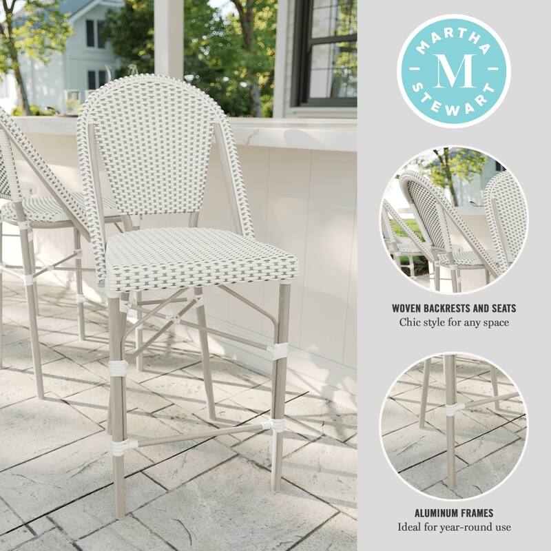 Martha Stewart 2PK All-Weather Stackable Patio Bistro Counter Stools - 18.5"W x 23.25"D x 42"H