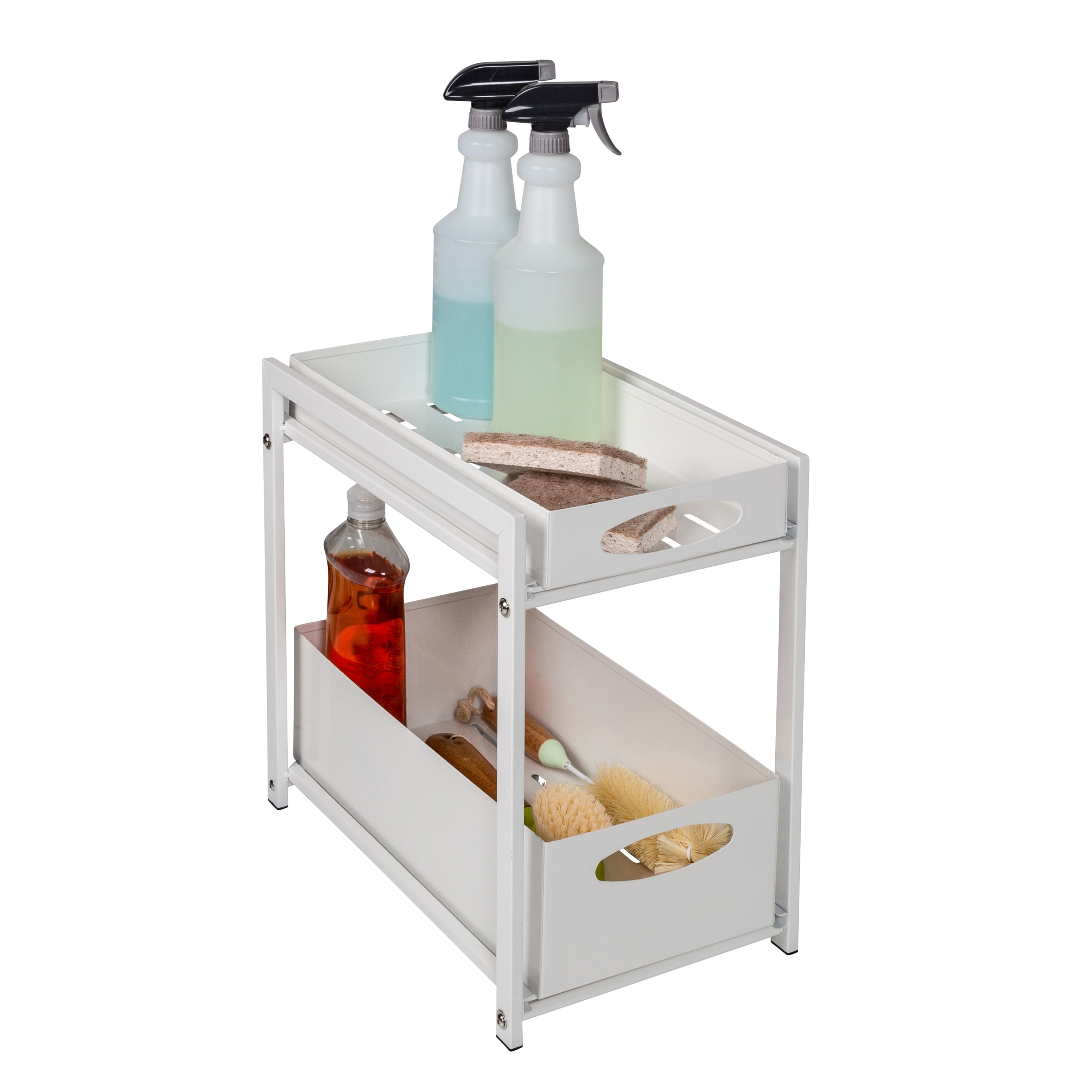 White Steel Pull Out Under Sink Organizer with 2 Drawers