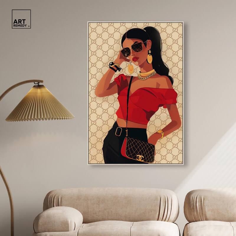 Her Stylish Red Look Canvas by Art Remedy