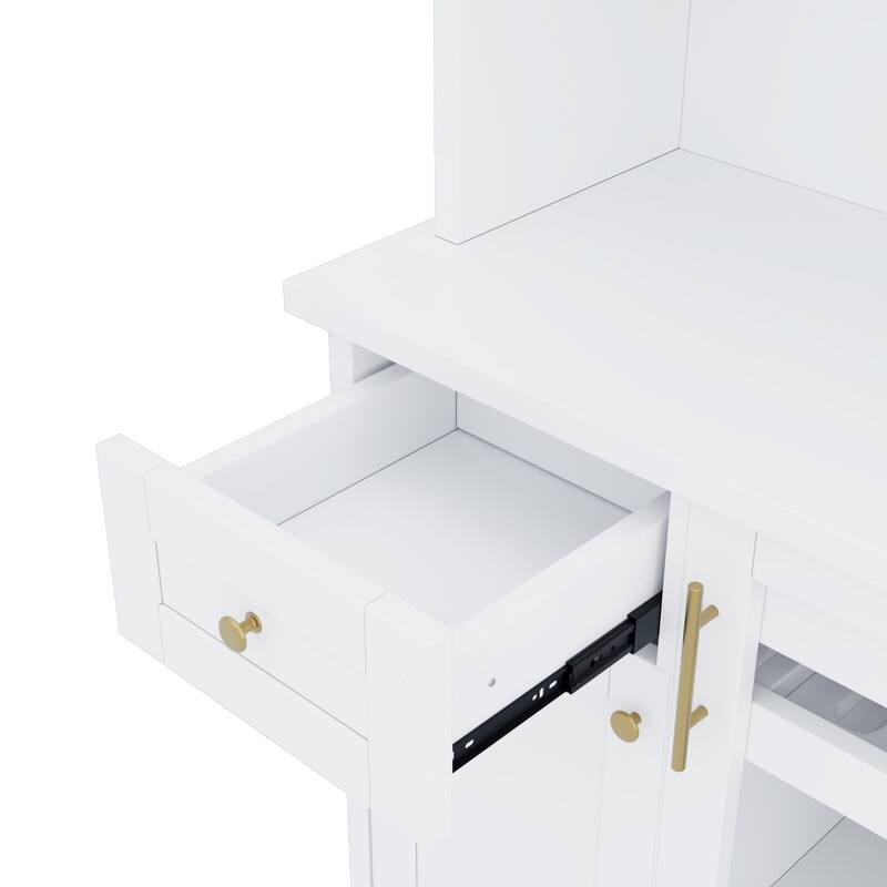 Farmhouse 74.8" Tall Kitchen Pantry with Hutch, Freestanding Kitchen Storage Solution for Modern Homes