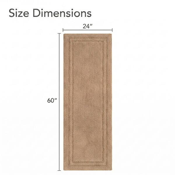 dimension image slide 8 of 13, Superior Solid Bordered Cotton Washable Non-Slip Bath Rug Runner or Rug Set