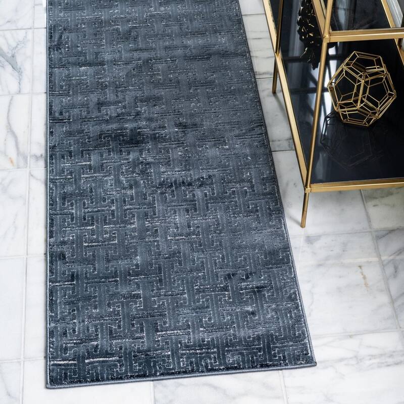 Contemporary Richye Collection Area Rug - Navy Blue - 2'7"x13'11"