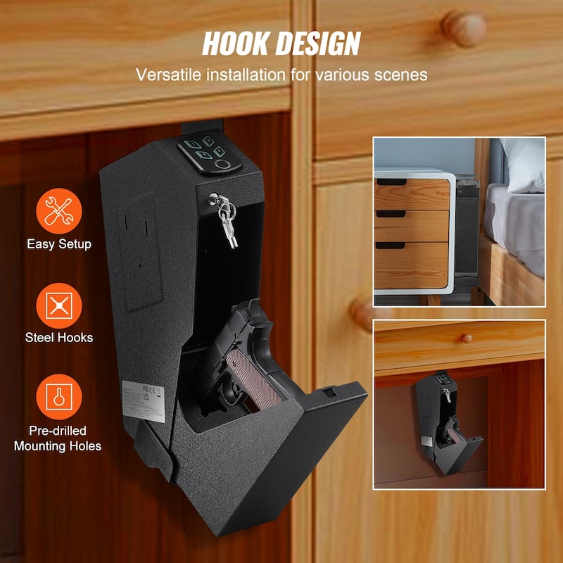 Gun Safe for Pistols, Biometric Gun Safe with Three Quick Access Ways of Fingerprints, Passwords and Keys