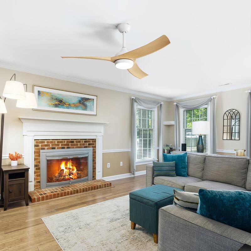 Sofucor 52 Inch Ceiling Fan with Light Remote Control,Airflow 6000CFM 3-Timer with ABS 3 Blades Reversible DC Motor