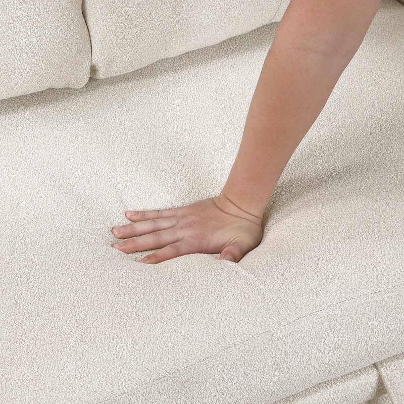 Hazel 56.5" Boucle 2-Seater Loveseat - Pull-out Bed, Shelves, USB Port