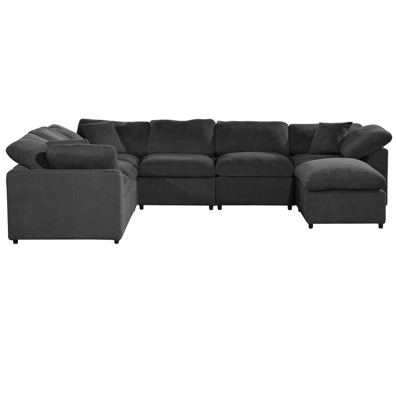 L-Shaped Modular Corner Sectional Sofa with Ottoman